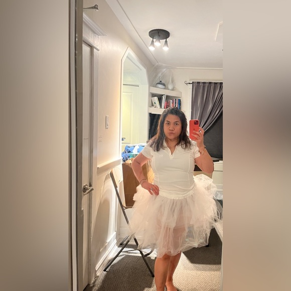 Nike Tennis Tutu Bubble Dress Skirt Golf White Wedding Shirt Sport Mesh Tulle L - Picture 7 of 8